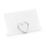 Marcadores de Mesa Clip Forma Coração Prata - Pack.10