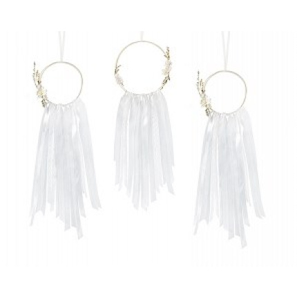 Decoração "Caça Sonhos" Tassel Branco - Pack 3