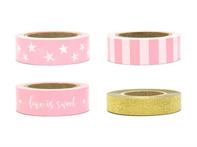 Fitas Adesivas Rosa e Ouro - Pack.4