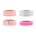 Fitas Adesivas Rosa e Prata - Pack.4