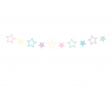Grinalda Estrelas Cores Pastel