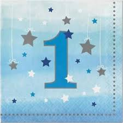 BABY ONE LITTLE STAR BOY 1ST GUARDANAPOS - PACK 16