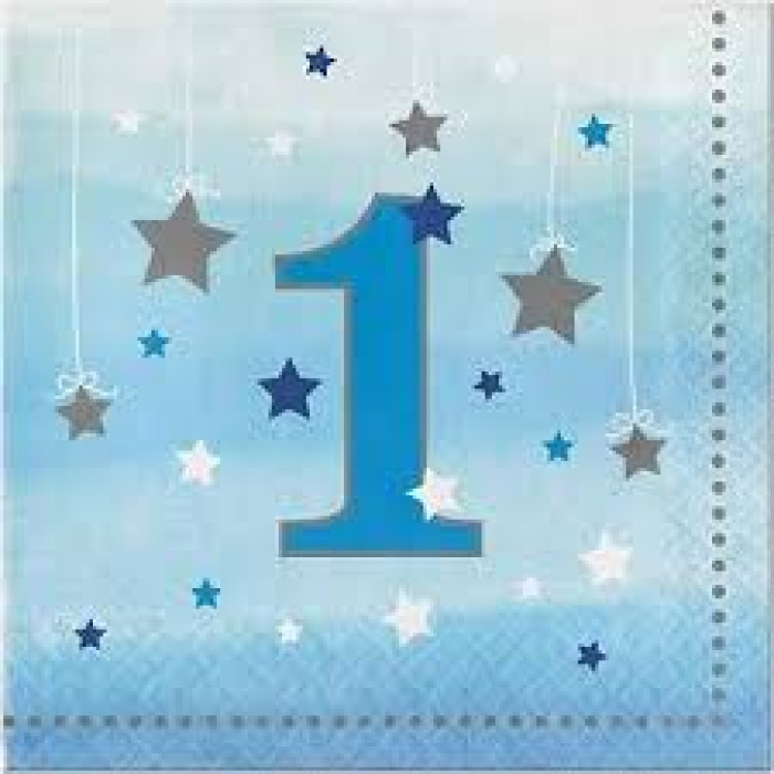 BABY ONE LITTLE STAR BOY 1ST GUARDANAPOS - PACK 16 - Image 1
