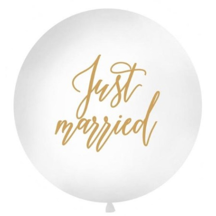 Balão Látex Gigante Latex Branco "Just Married" - 100cm