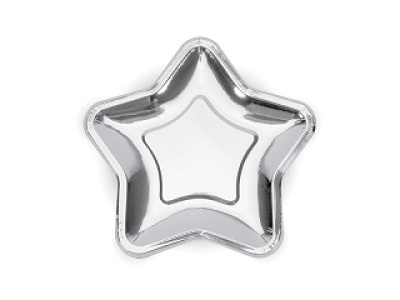 Pratos Estrela Prateado - 6 uni.