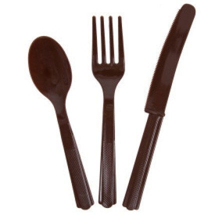 Conjunto de Talheres Castanho - Pack 18