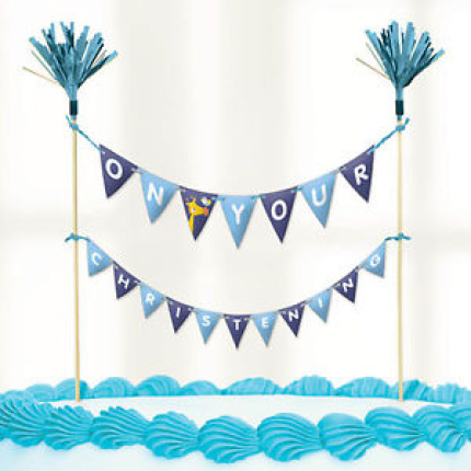 Topo de Bolo On Your Christening Azul