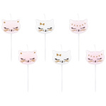 Velas Gatinhas Rosa e Brancas - Pack 6