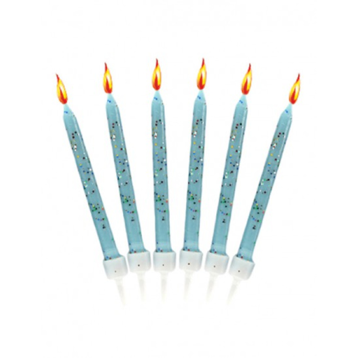 Velas Glitter Azul Claro – Pack.12 - Image 2