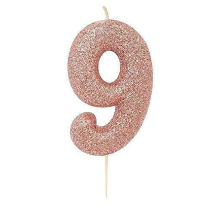 Vela Glitter Rose Gold Nº 9