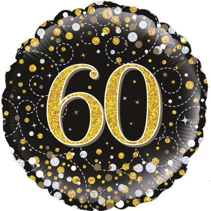 Balão 60 Anos Preto e Ouro - 45cm