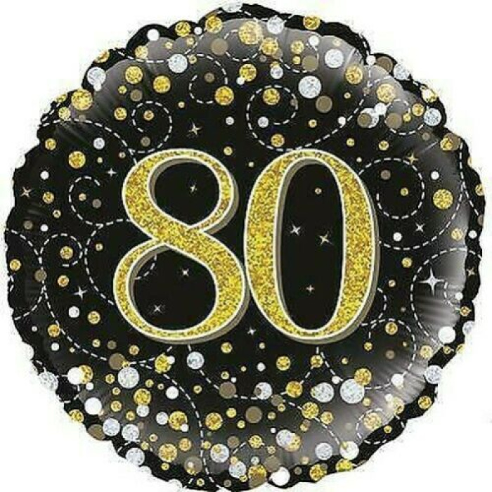 Balão 80 Anos Preto e Ouro - 45cm - Image 1