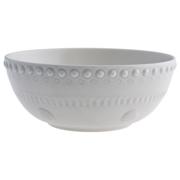 Taça Saladeira Cerâmica Grande Branca Cinza Areia 30 cm - Bordallo Pinheiro - Image 1