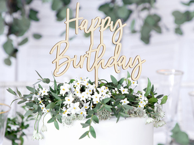 Topo bolo madeira HAPPY BIRTHDAY