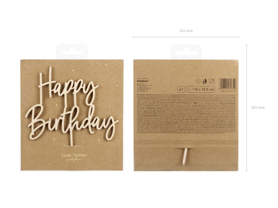 Topo bolo madeira HAPPY BIRTHDAY - Image 3