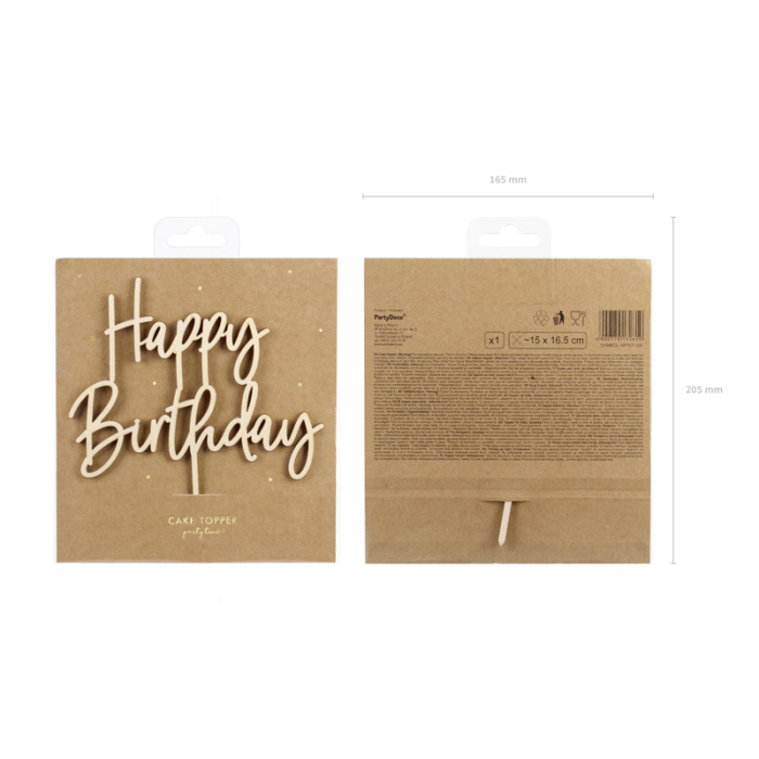 Topo bolo madeira HAPPY BIRTHDAY - Image 3