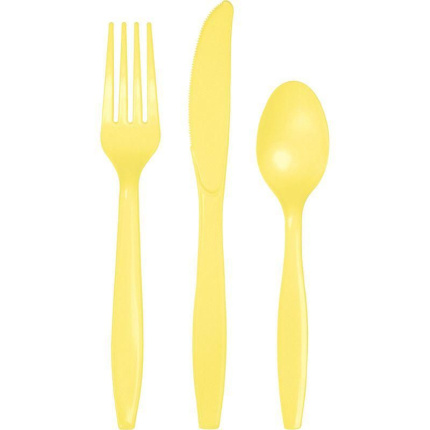 Conjunto de Talheres Amarelo Mimosa - Pack 24