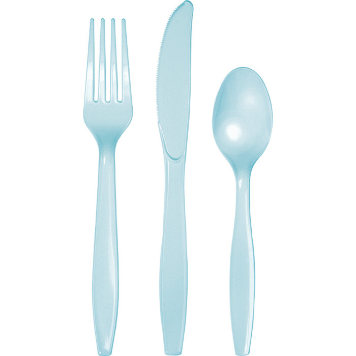Conjunto de Talheres Azul Pastel - Pack 24 - Image 1