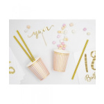 Copos Rosa Riscas Ouro 220ml - Pack 6 - Image 2