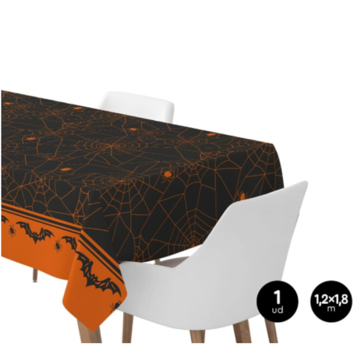 Toalha de Mesa Halloween Teias de Aranha 180cm - Image 1