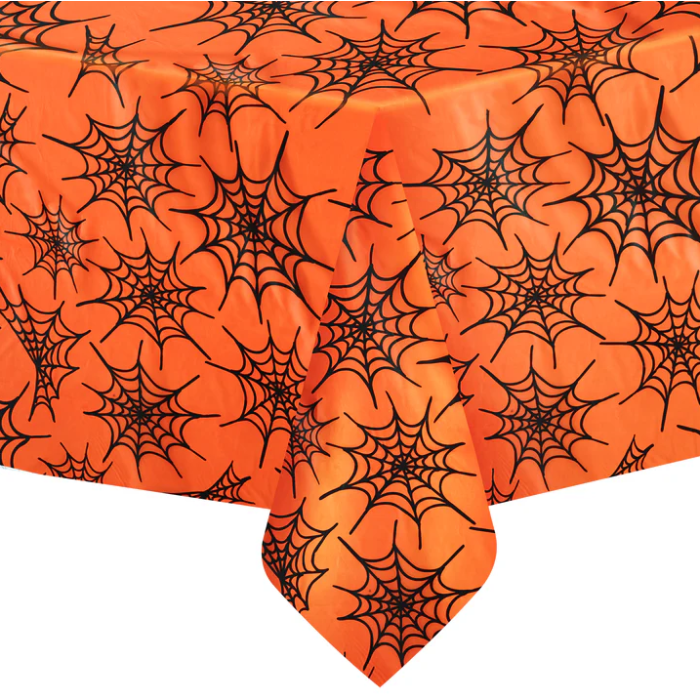 Toalha de Mesa Halloween Teias de Aranha Laranja - Image 1