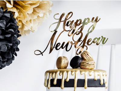 Topo de Bolo Happy New Year Ouro - Image 2