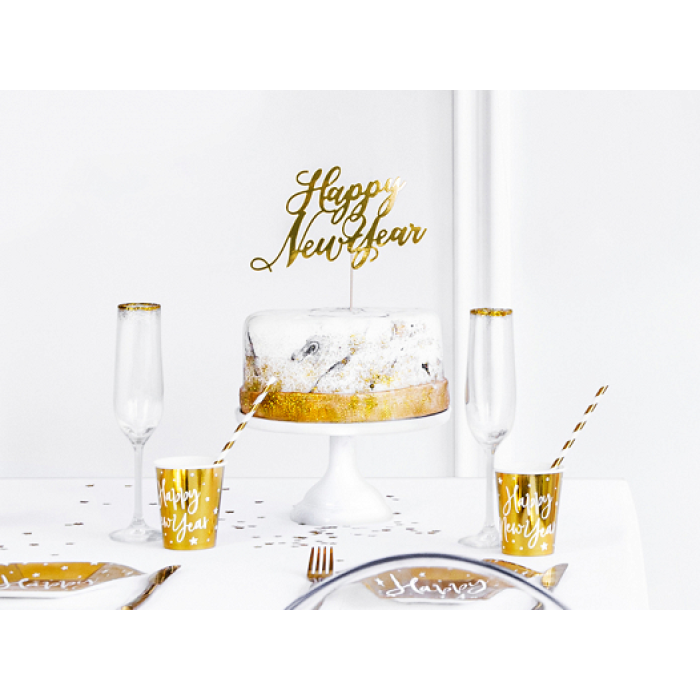 Topo de Bolo Happy New Year Ouro - Image 4