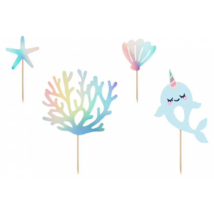 Topo de Bolo Sereia Fundo do Mar - Pack 4 - Image 1