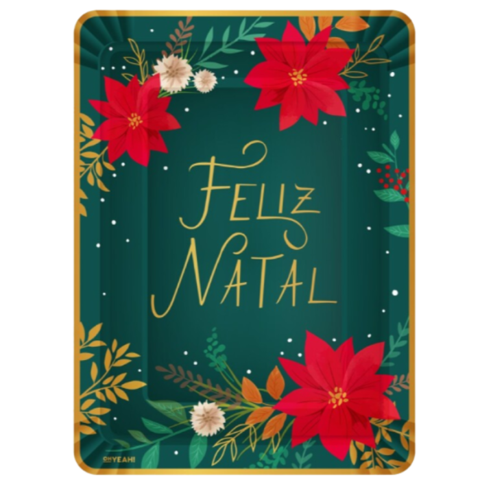 Travessas Verde com Flor - Feliz Natal - Image 1