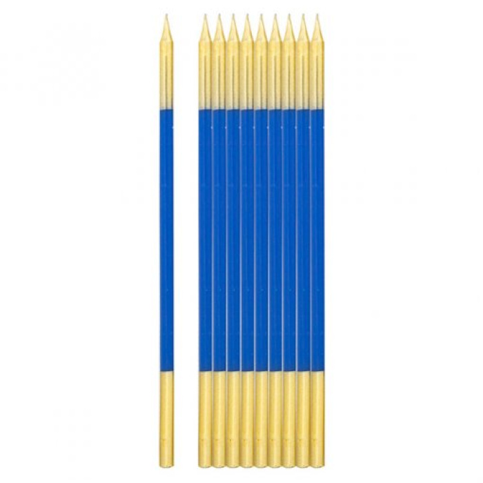 Velas Altas Azul Escuro e Ouro - Pack 10 - Image 1