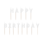 Velas 13 Letras "Happy Birthday" Brancas - Pack 13