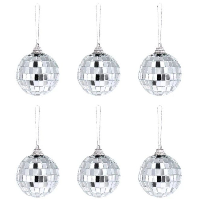 Bola de Espelhos Prata 5cm - Pack 6 - Image 1