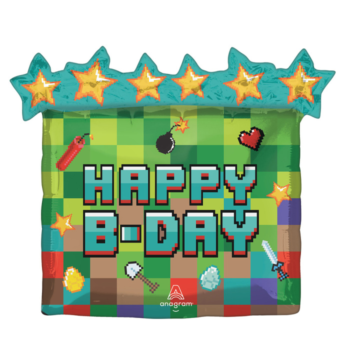 Balão Happy Birthday Pixel- 63cm - Image 1