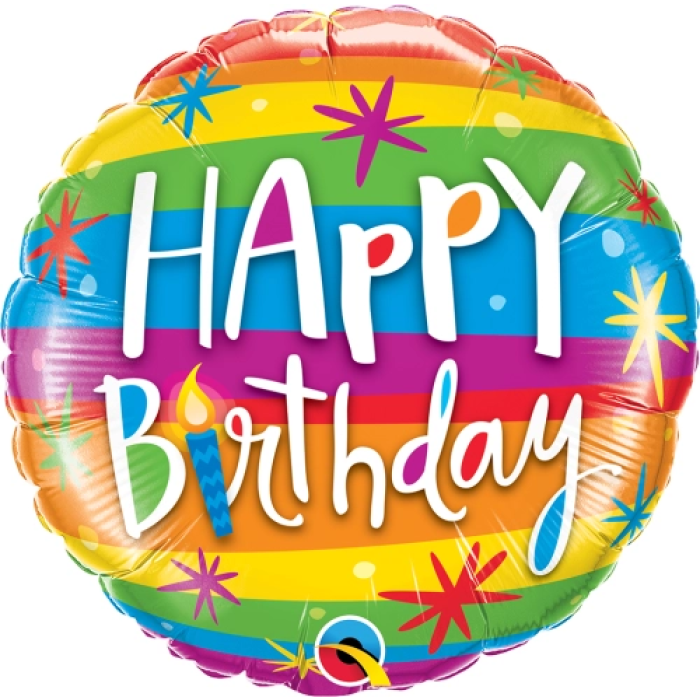 Balão Happy Birthday Arco Iris - 46cm - Image 1