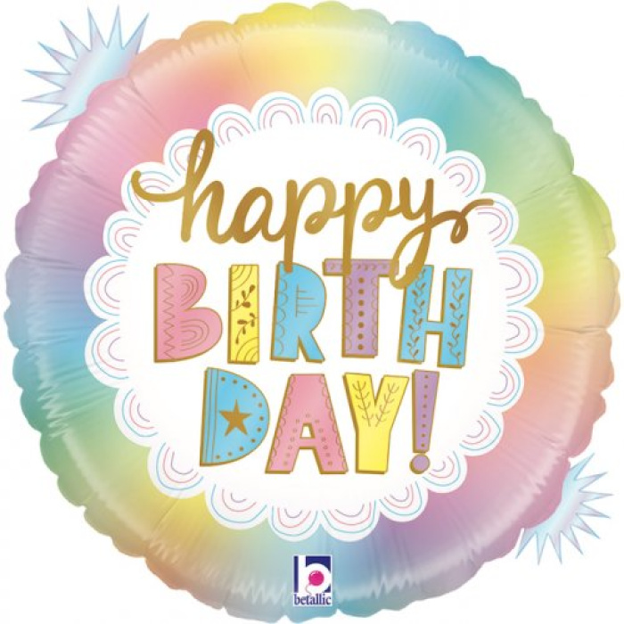 Balão "Happy Birthday" Cor Pastel - 46cm - Image 1