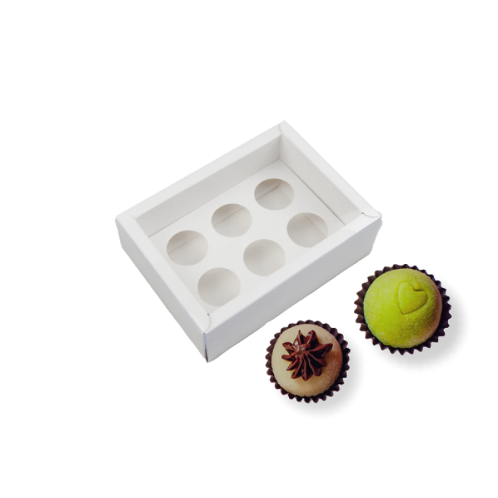 Caixa Branca 6 Brigadeiros c/Tampa e Divisória - 16x12x5cm - Image 1