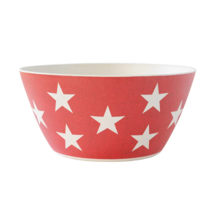 Taça de Bambu Vermelha com Estrelas -25CM