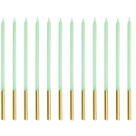 Velas Altas Verde e Dourado 14cm - Pack.12