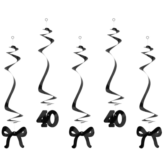 Decoração Fitas Espirais Pretas 40th Birthday - Pack. 5 - Image 1