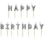 Velas Happy Birthday Prata - Pack.13