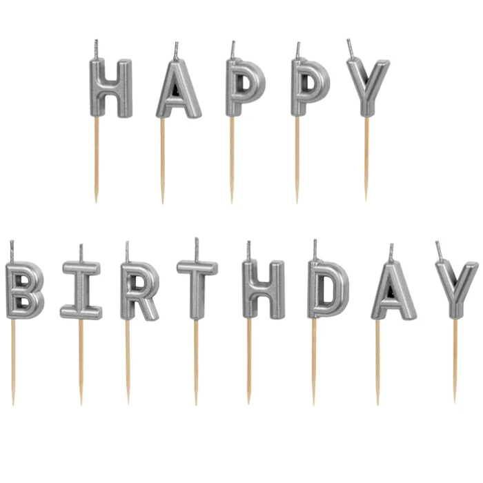 Velas Happy Birthday Prata - Pack.13 - Image 1