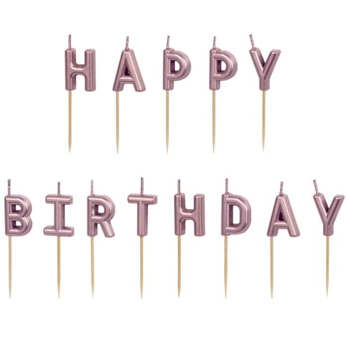Velas Happy Birthday Rose Gold - Pack.13 - Image 1