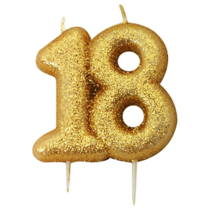 Vela Glitter Dourado Nº18