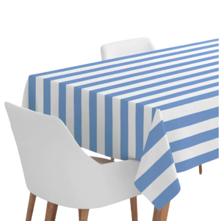 Toalha de Mesa Riscas Azul e Branca