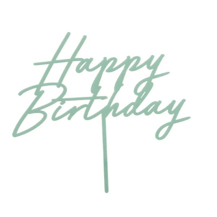 Topo Bolo HAPPY BIRTHDAY Acrílico Verde Claro - Image 1