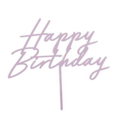 Topo Bolo HAPPY BIRTHDAY Acrílico Roxo Claro