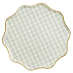 Pratos Xadrez com Borda Dourada 23cm- Pack.6