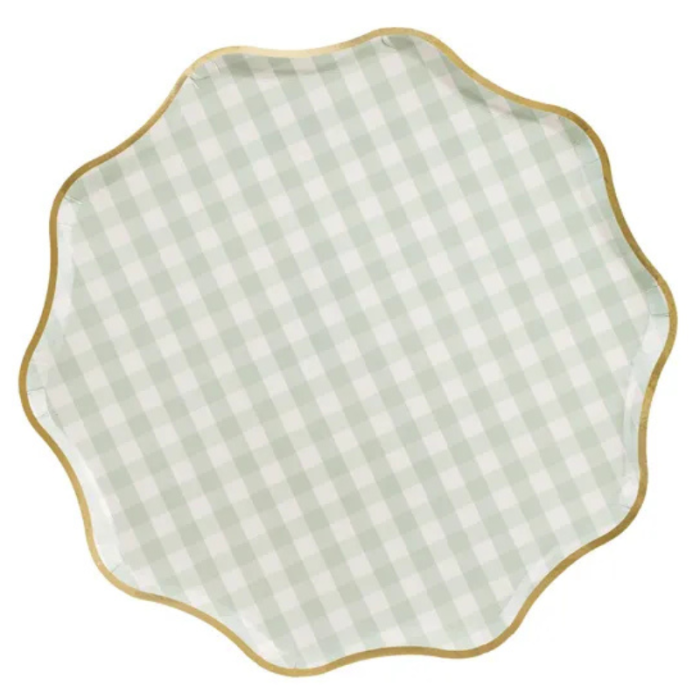 Pratos Xadrez com Borda Dourada 23cm- Pack.6 - Image 1
