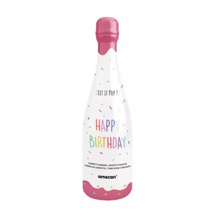Garrafa Rosa Canhão Confettis “Happy Birthday” – 32 cm