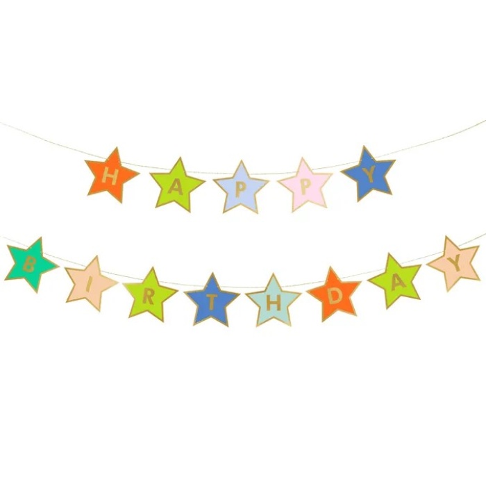 Banner Estrelas Coloridas "HAPPY BIRTHDAY" - Image 1